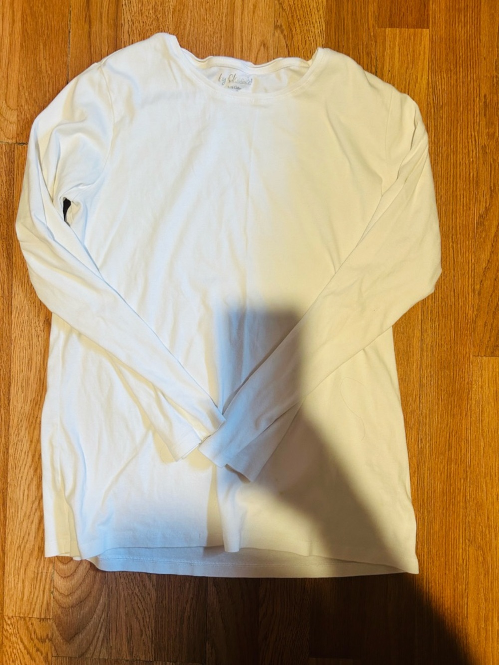 Women's White Long Sleeve Crew Neck Tee